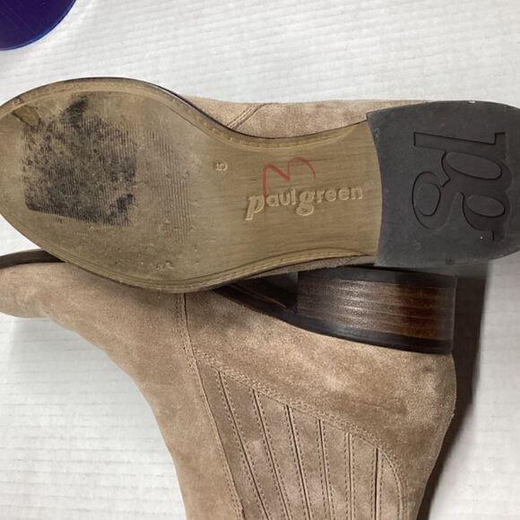 Paul Green Natalie Antelope Suede Taupe Ankle Boots Size 5 - Picture 9 of 12